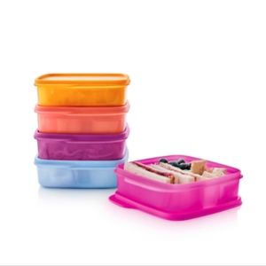 New Tupperware.  5pc set Eco Lunch Containers.  3 compartment.